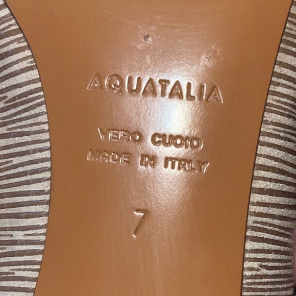 Aquatalia Women Pasha Pointy Toe Pump US 7 Brown Striped Leather Made In Italy - Picture 9 of 9